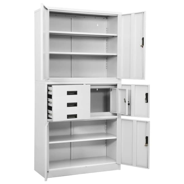 vidaXL Kontorskap hvit 90x40x180 cm stål