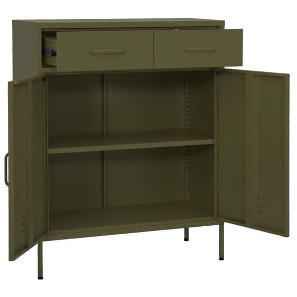 vidaXL opbevaringsskab 80x35x101,5 cm stål olivengrøn