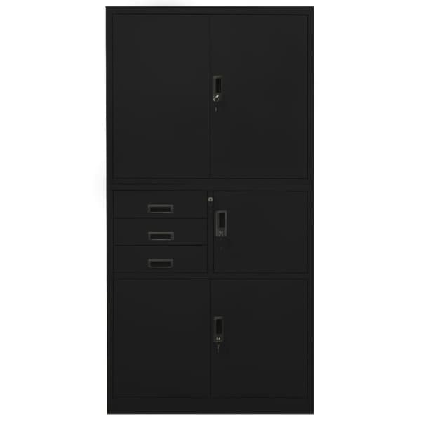 vidaXL Dokumentskåp svart 90x40x180 cm stål