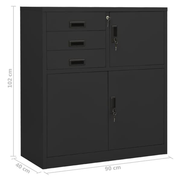 vidaXL Kontorskap antrasitt 90x40x102 cm stål