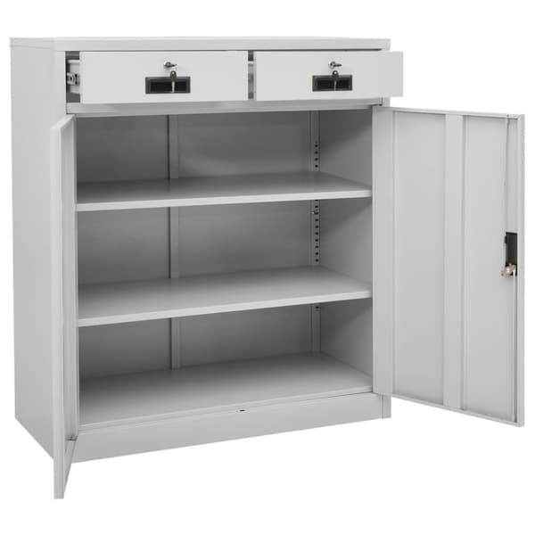vidaXL Kontorskap lysegrå 90x40x102 cm stål