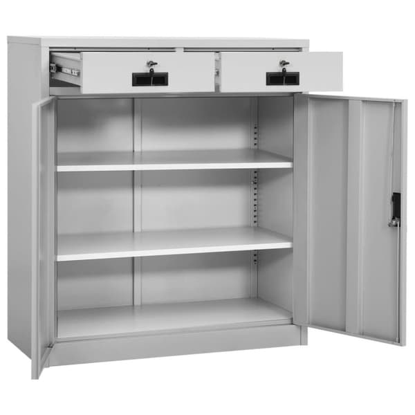 vidaXL Kontorskap lysegrå 90x40x102 cm stål