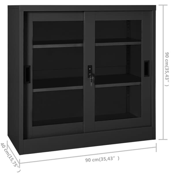 vidaXL Skap med skyvedør 90x40x90 cm stål antrasitt