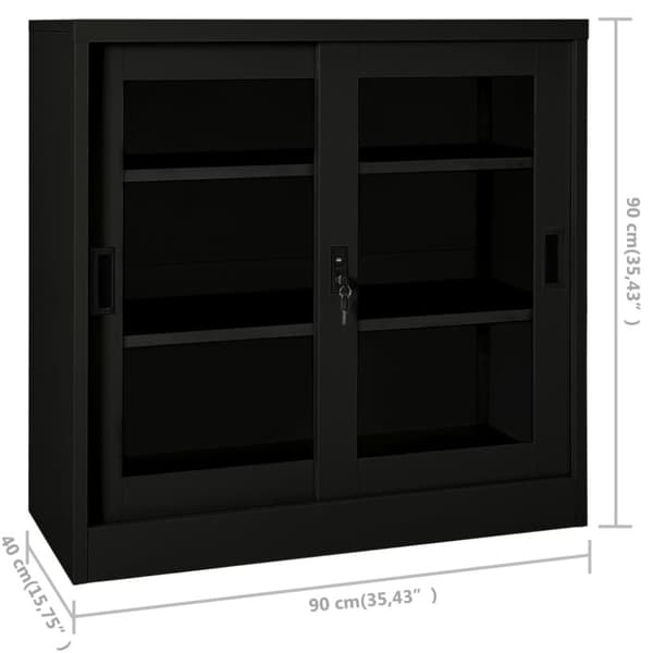 vidaXL Skap med skyvedør 90x40x90 cm stål svart