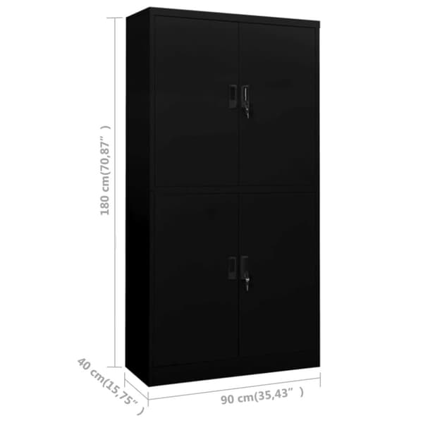 vidaXL kontorskab 90x40x180 cm stål sort