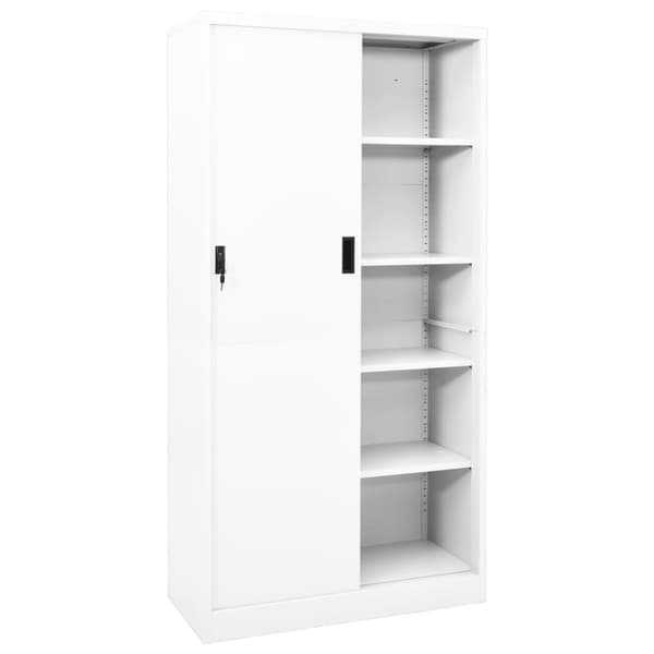 vidaXL Toimistokaappi liukuovella valkoinen 90x40x180 cm teräs
