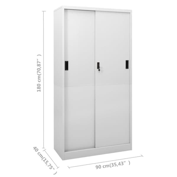 vidaXL kontorskab med skydelåger 90x40x180 cm stål lysegrå