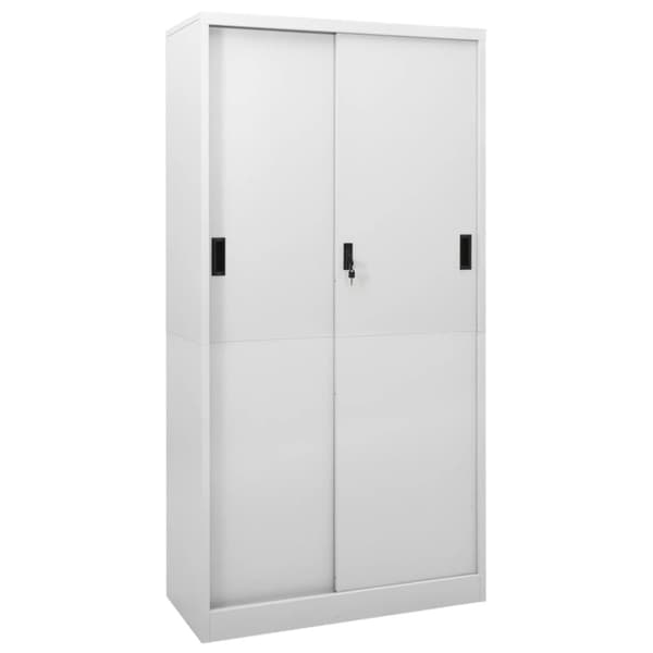 vidaXL kontorskab med skydelåger 90x40x180 cm stål lysegrå