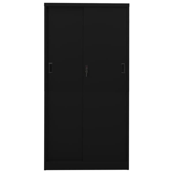 vidaXL Dokumentskåp med skjutdörr svart 90x40x180 cm stål