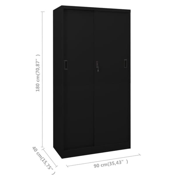 vidaXL Dokumentskåp med skjutdörr svart 90x40x180 cm stål