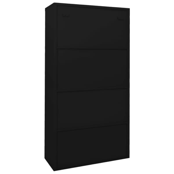vidaXL kontorskab med skydelåger 90x40x180 cm stål sort