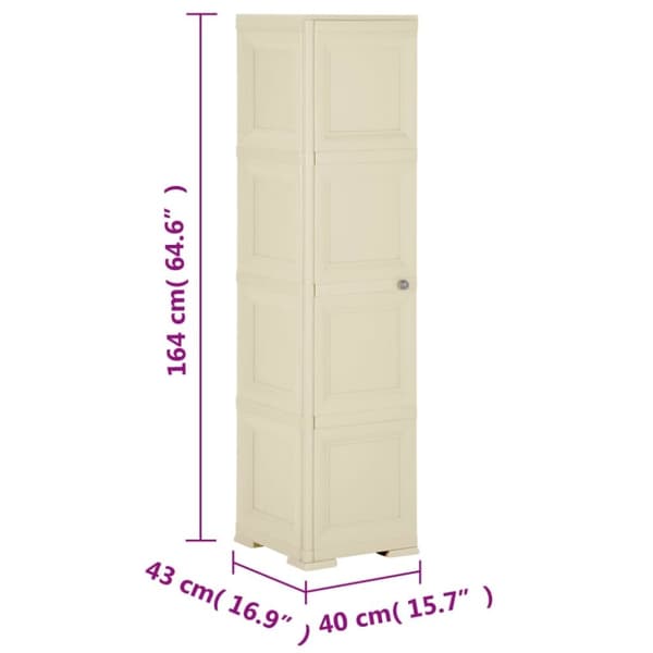 vidaXL plastikskab 40x43x164 cm trædesign angorahvid