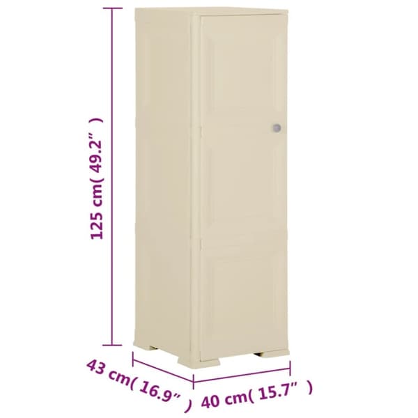 vidaXL Plastskap 40x43x125 cm tredesign hvit angora