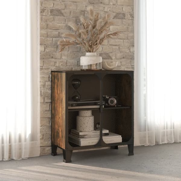 vidaXL opbevaringsskab 72x36x82 cm metal og MDF rustikbrun