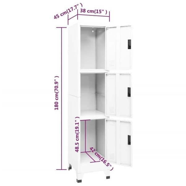 vidaXL skab 38x45x180 cm stål hvid