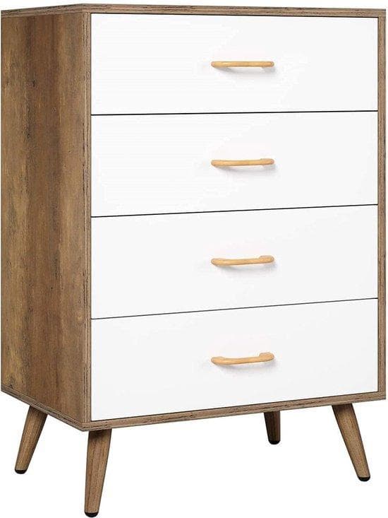 Load Cup - Dresser Modern - förvaringsskåp med 4 lådor - förvaringsmöbler - sovrum - sovbord - lastskåp - trä - brunt och vitt - 60 x 38,5 x 86,5 cm