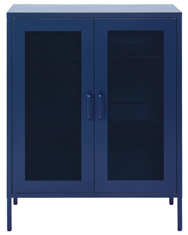 Senkki laivastonsininen 80 x 102 x 40 cm teräs matta 2 ovea 3 hyllyä lattiasuoja teollinen