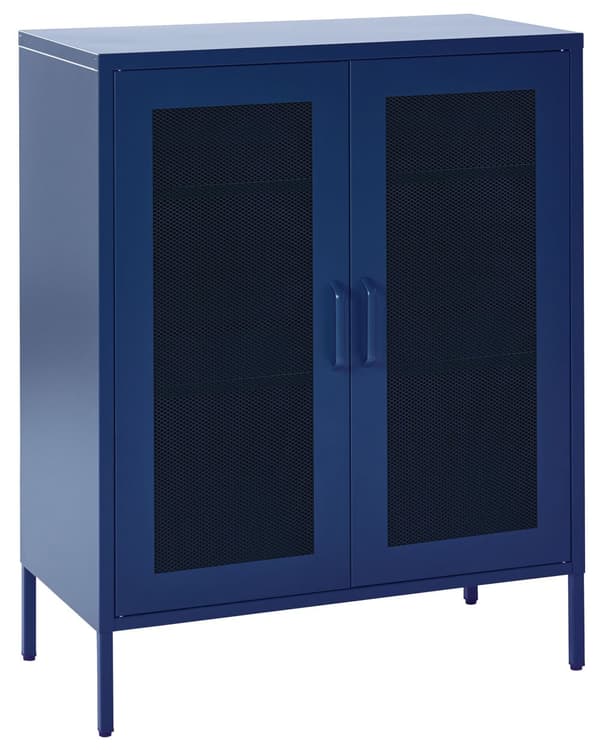Senkki laivastonsininen 80 x 102 x 40 cm teräs matta 2 ovea 3 hyllyä lattiasuoja teollinen