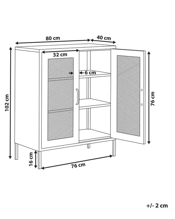 Senkki vihreä 80 x 102 x 40 cm teräs matta 2 ovea 3 hyllyä lattiasuoja teollinen