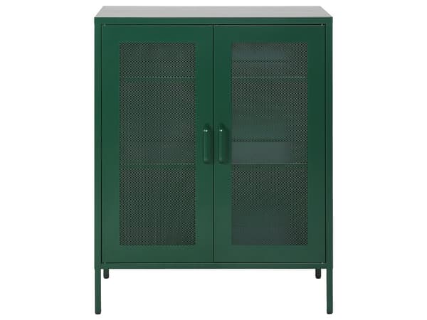 Senkki vihreä 80 x 102 x 40 cm teräs matta 2 ovea 3 hyllyä lattiasuoja teollinen
