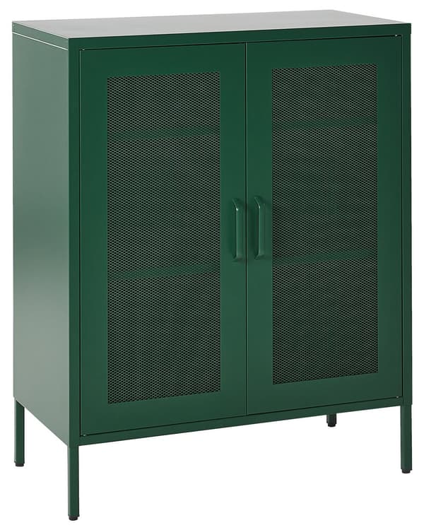 Senkki vihreä 80 x 102 x 40 cm teräs matta 2 ovea 3 hyllyä lattiasuoja teollinen