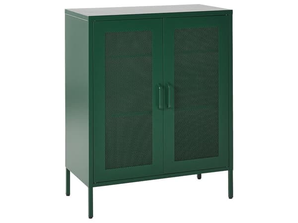 Senkki vihreä 80 x 102 x 40 cm teräs matta 2 ovea 3 hyllyä lattiasuoja teollinen