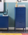 Miniatyrbillede 2 af 8: Kontorskab mørkeblå metal til dokumenter stål kommode med 3 skuffer til kontoret