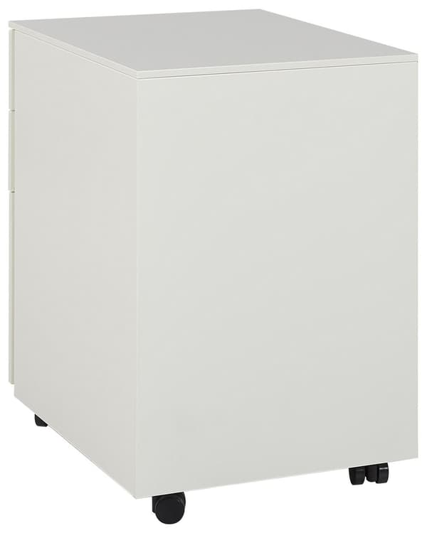 Arkivskab i Hvid Metal 60 x 39 x 50 cm med Hjul 3 Skuffer Dokument Opbevaring Kontor Metalskab til Hængemapper Nøglelås Industrielt Design