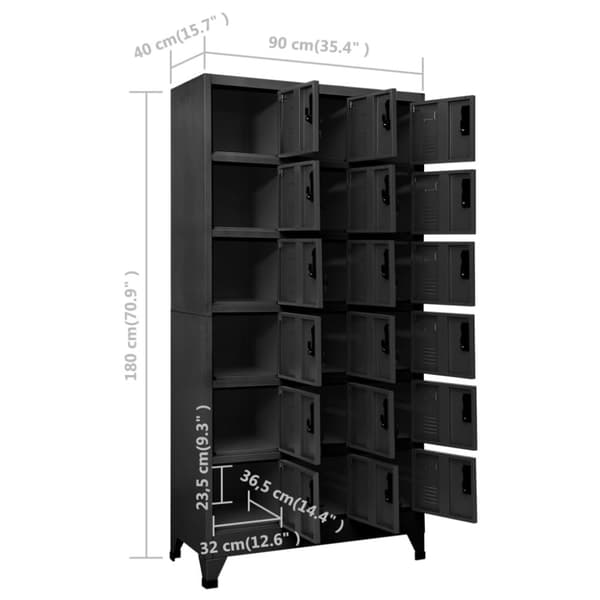 vidaXL Oppbevaringsskap antrasitt 90x40x180 cm stål