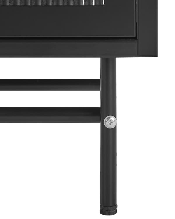 Vitriinikaappi musta teräs karkaistu lasi 115 x 35 x 64 cm siirreltävät neljä hyllyä kolme ovea moderni