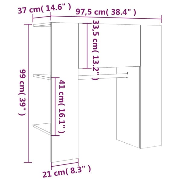 vidaXL Hallskåp sonoma-ek 97,5x37x99 cm konstruerat trä
