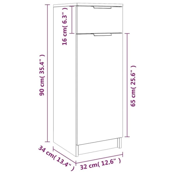 vidaXL Baderomsskap betonggrå 32x34x90 cm konstruert tre