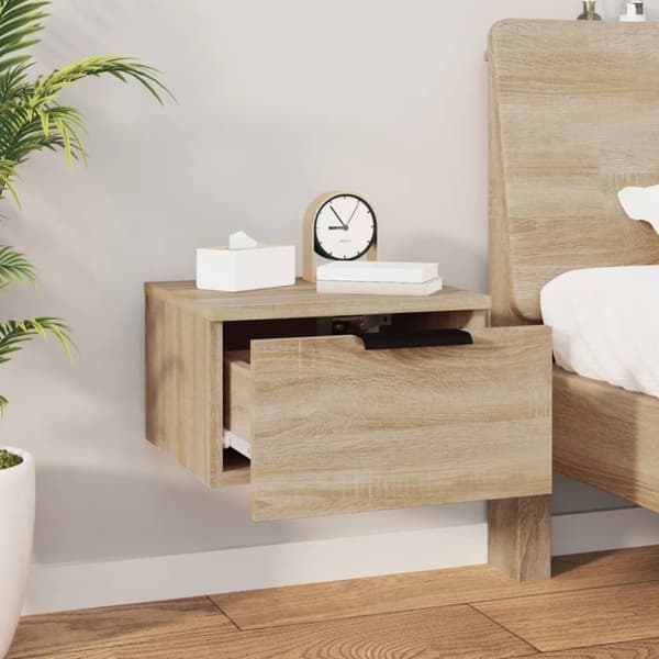 vidaXL Veggmontert nattbord sonoma eik 34x30x20 cm