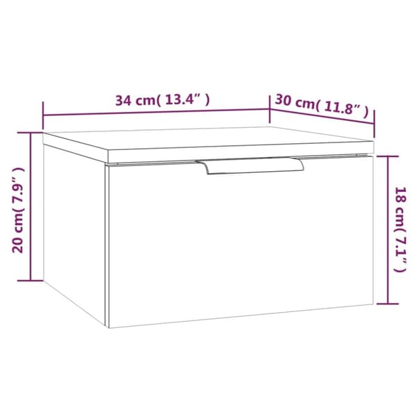 vidaXL Veggmontert nattbord sonoma eik 34x30x20 cm