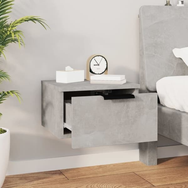 vidaXL Veggmonterte nattbord 2 stk betonggrå 34x30x20 cm