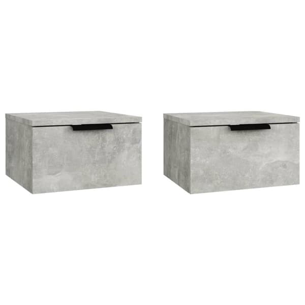 vidaXL Veggmonterte nattbord 2 stk betonggrå 34x30x20 cm