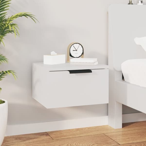 vidaXL Veggmontert nattbord 2 stk hvit 34x30x20 cm