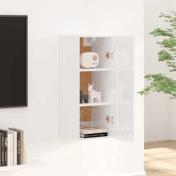 vidaXL Veggskap høyglans hvit 35x34x90 cm konstruert tre