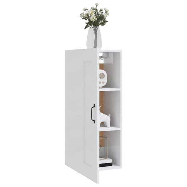 vidaXL Veggskap høyglans hvit 35x34x90 cm konstruert tre
