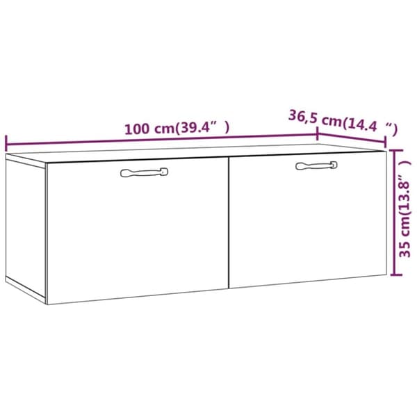 vidaXL Veggskap svart 100x36,5x35 cm konstruert tre