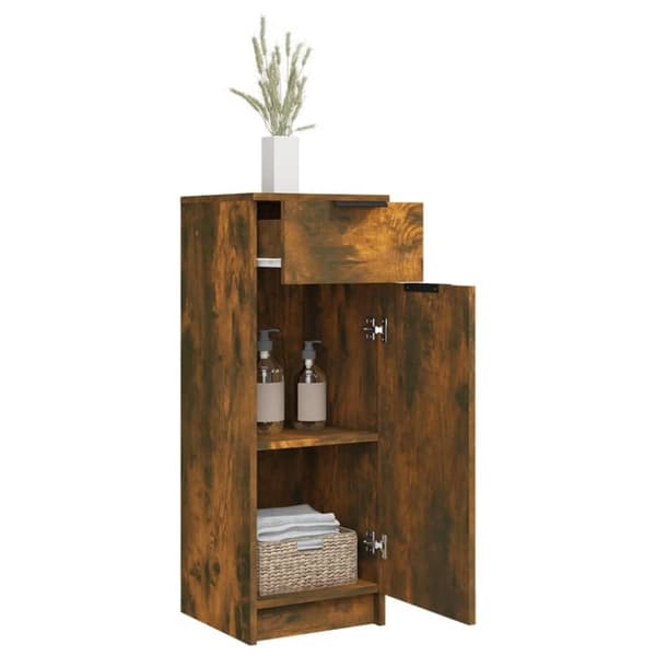 vidaXL Baderomsskap røkt eik 32x34x90 cm konstruert tre