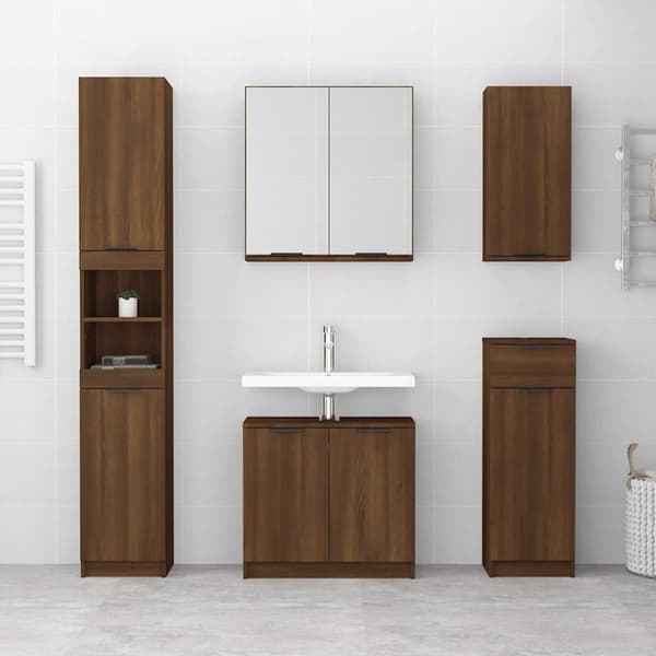 vidaXL Badrumsskåp brun ek 64,5x33,5x59 cm konstruerat trä
