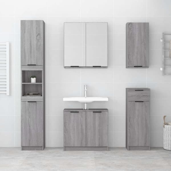 vidaXL Baderomsskap grå sonoma eik 64,5x33,5x59 cm konstruert tre
