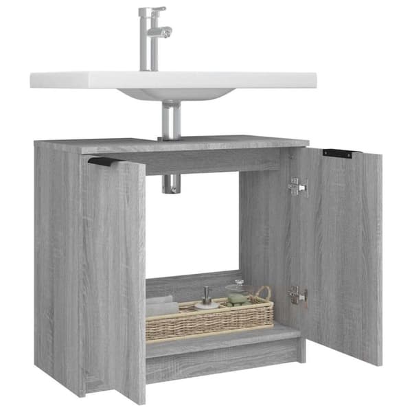vidaXL Baderomsskap grå sonoma eik 64,5x33,5x59 cm konstruert tre