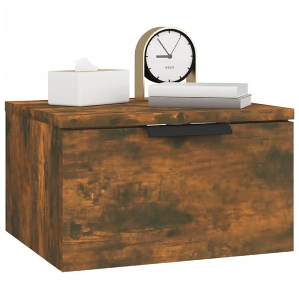 vidaXL Veggmontert nattbord røkt eik 34x30x20 cm