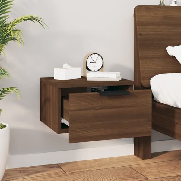 vidaXL Veggmonterte nattbord 2 stk brun eik 34x30x20 cm