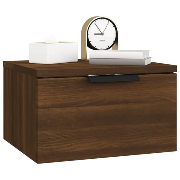 vidaXL Veggmonterte nattbord 2 stk brun eik 34x30x20 cm