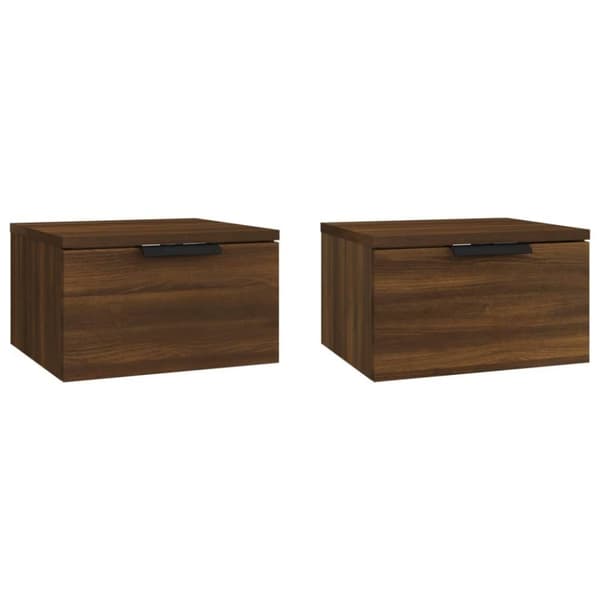 vidaXL Veggmonterte nattbord 2 stk brun eik 34x30x20 cm