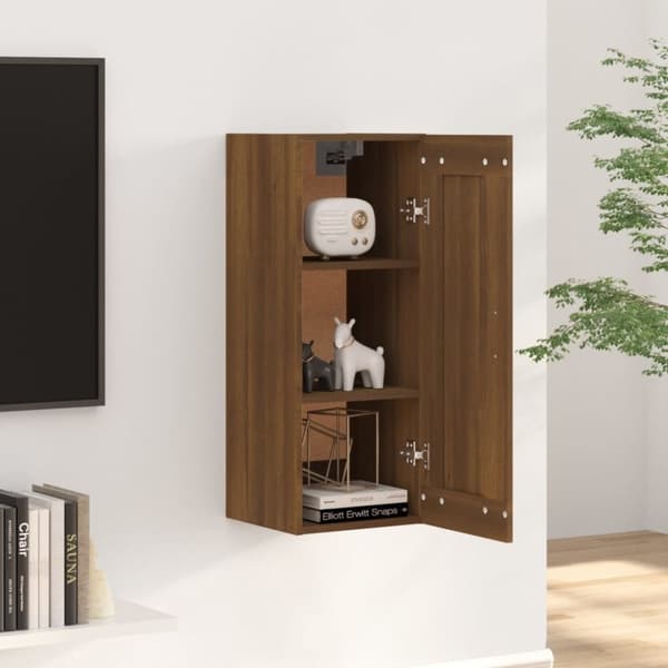 vidaXL Vegghengt skap brun eik 35x34x90 cm konstruert tre