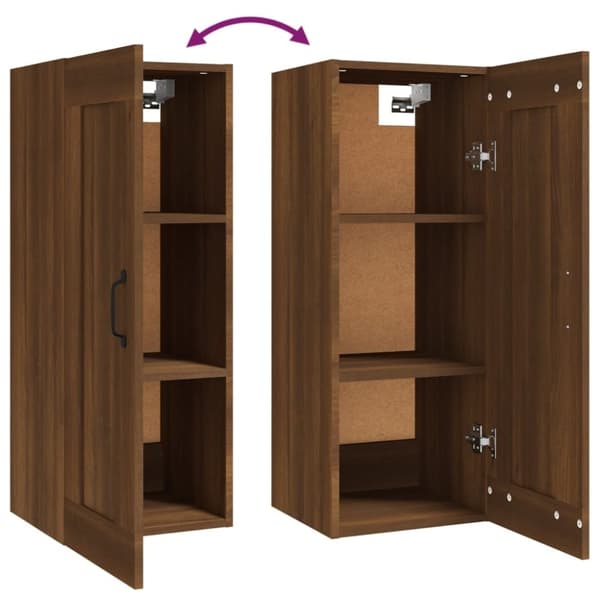 vidaXL Vegghengt skap brun eik 35x34x90 cm konstruert tre